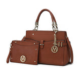 MKF Collection Tenna Vegan Leather Women's Satchel Bag with Wristlet Wallet 2 pcs set by Mia K-Cognac-One Size-1