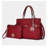 MKF Collection Tenna Vegan Leather Women's Satchel Bag with Wristlet Wallet 2 pcs set by Mia K-Wine-One Size-1