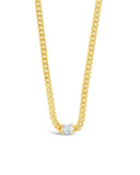 Chain Necklace with Cubic Zirconia Stone Center