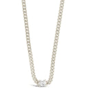 Chain Necklace with Cubic Zirconia Stone Center