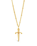 Joan of Arc Dagger Necklace with CZ Center Stone