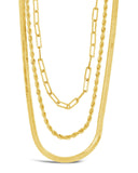 Ila Layered Necklace with Braided, Smooth and Link Chains