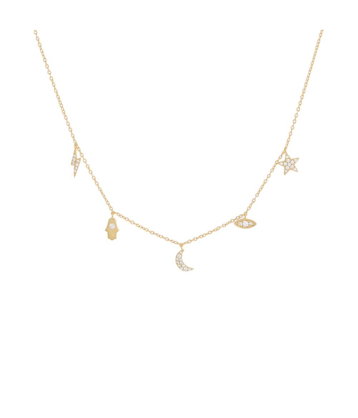 Pave Dangling Charms Necklace Gold – Gordmans