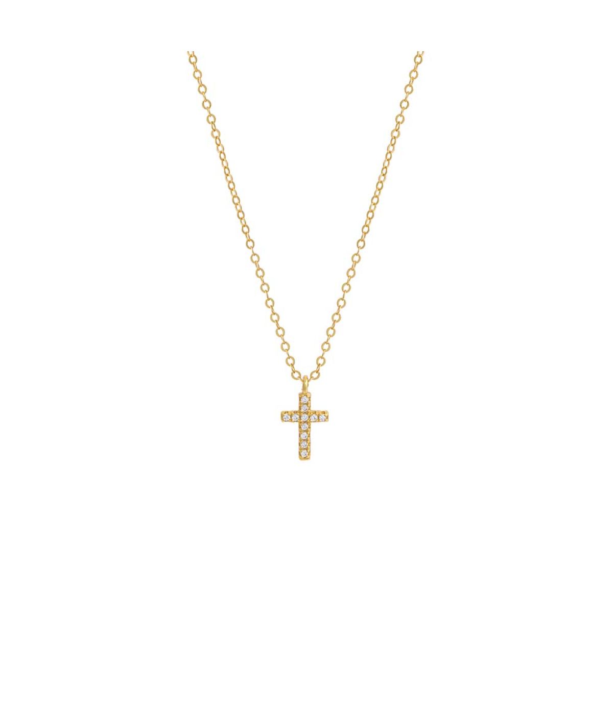 Mini Pave Cross Necklace Gold