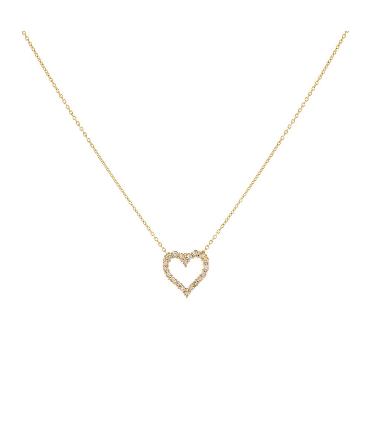 Classic Diamond Heart Necklace 14K Gold