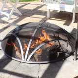 Heavy-Duty Steel Round Fire Pit Spark Screen with Ring Handle