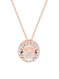 Halo Cut Rose Gold Morganite Necklace