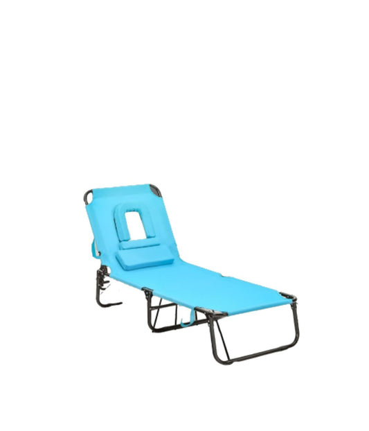 Folding Chaise Lounge Adjustable Chair For Patio Beach Camping Recliner Turquoise