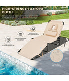 Folding Chaise Lounge Adjustable Chair For Patio Beach Camping Recliner Beige