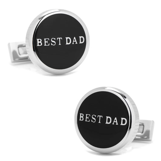 Best-Dad-Black-Stainless-Steel-Cufflinks-Black-1