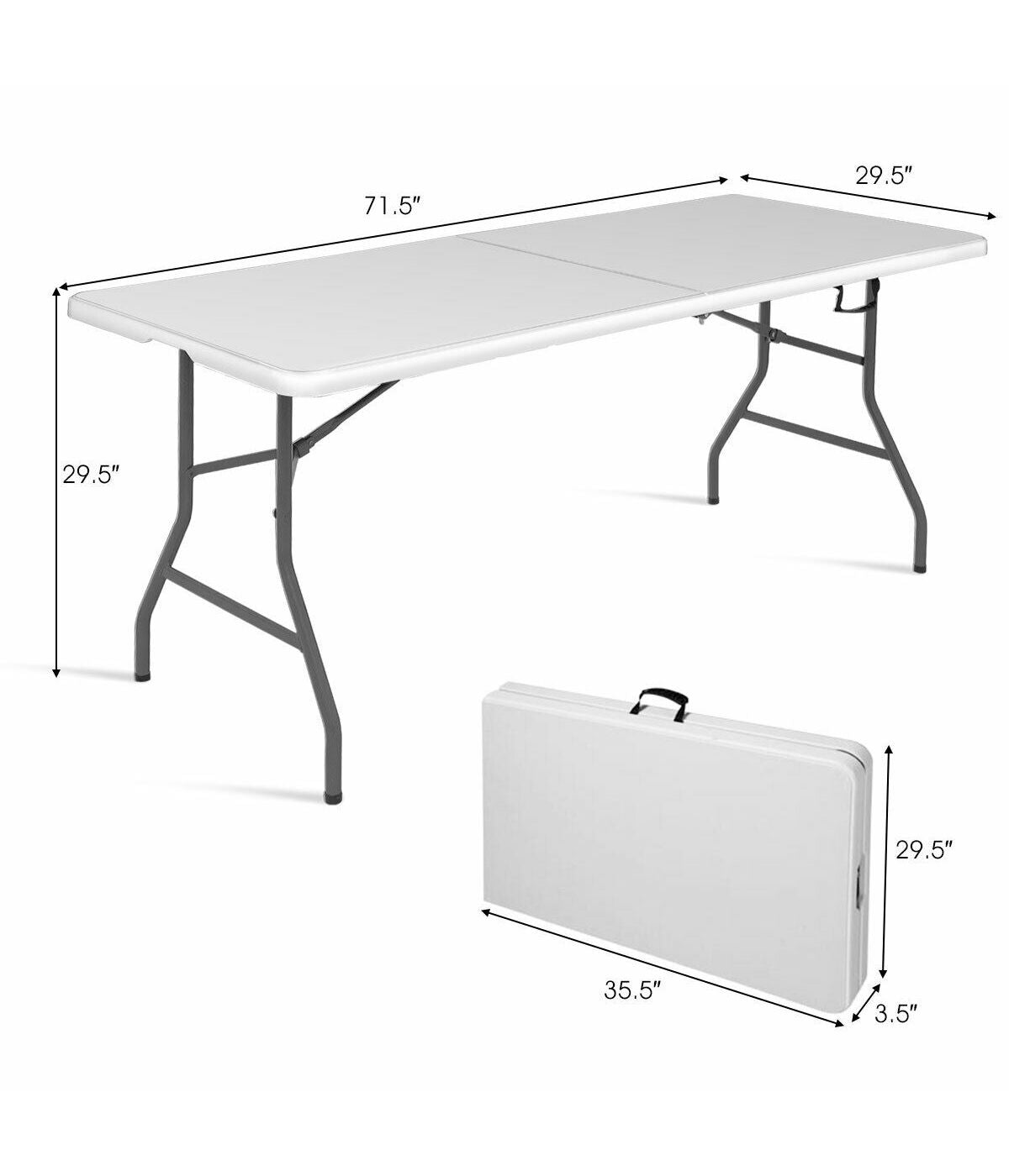 6' Folding Portable Plastic Dining Camp Table White