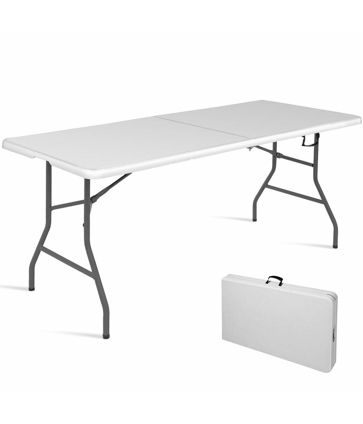 6' Folding Portable Plastic Dining Camp Table White