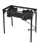 Double Burner Gas Propane Cooker Outdoor Camping Stove Stand BBQ Grill Black