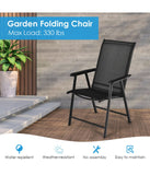 Patio Folding Dining Portable Camping Chairs For Garden With Armrest Set of 2 Black