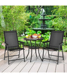 Patio Folding Dining Portable Chairs For Camping Garden With Armrest Set of 4 Black