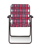 Folding Beach Camping Lawn Webbing Chair 1 Position Set of 6 Red