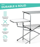 Foldable Kitchen Portable Grilling BBQ Table For Camping Light gray