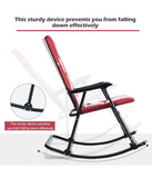 Foldable Rocking Padded Portable Camping Chair With Backrest Armrest Red