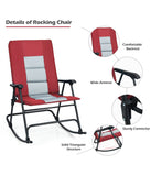 Foldable Rocking Padded Portable Camping Chair With Backrest Armrest Red