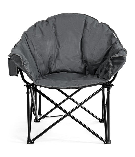 Folding Portable Moon Padded Camping Chair With Carry Bag & Cup Holder Gray