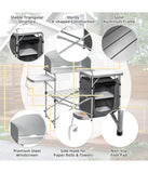 Foldable BBQ Portable Grilling Camping Table With Windscreen Bag Grey