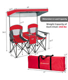 Portable Folding Camping Canopy Chairs With Cup Holder Cooler Outdoor Red