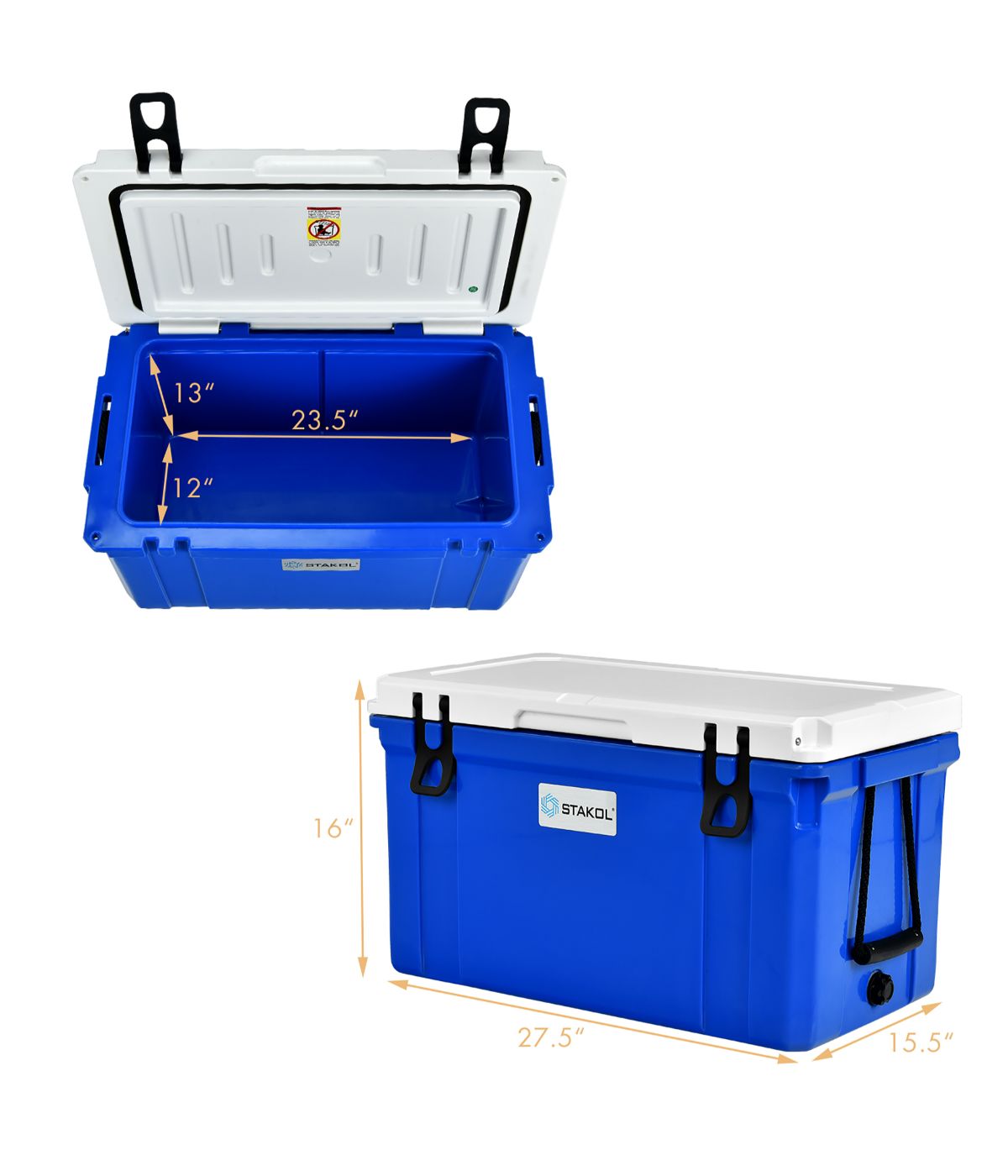 58 Quart Portable Cooler Ice Chest For 80 Cans For Camping Blue & White