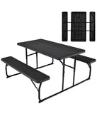 Foldable Camping Picnic Table Bench Set For Patio & Backyard Black