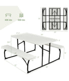 Foldable Camping Picnic Table Bench Set For Patio & Backyard White