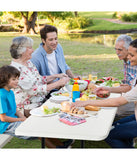 Foldable Camping Picnic Table Bench Set For Patio & Backyard White