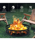 36'' Metal Fire Pit Ring Deer With Extra Poker Black