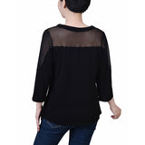 3/4 Sleeve Top With Neckline Cutouts and Stones 2