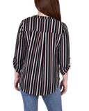 3/4 Sleeve Mandarin Collar Blouse With Front Pleats 2