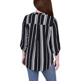 3/4 Sleeve Mandarin Collar Blouse With Front Pleats 2