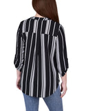 3/4 Sleeve Mandarin Collar Blouse With Front Pleats 2