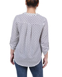 3/4 Sleeve Mandarin Collar Blouse With Front Pleats 2