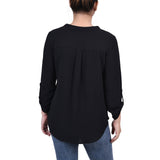 3/4 Sleeve Mandarin Collar Blouse With Front Pleats 4