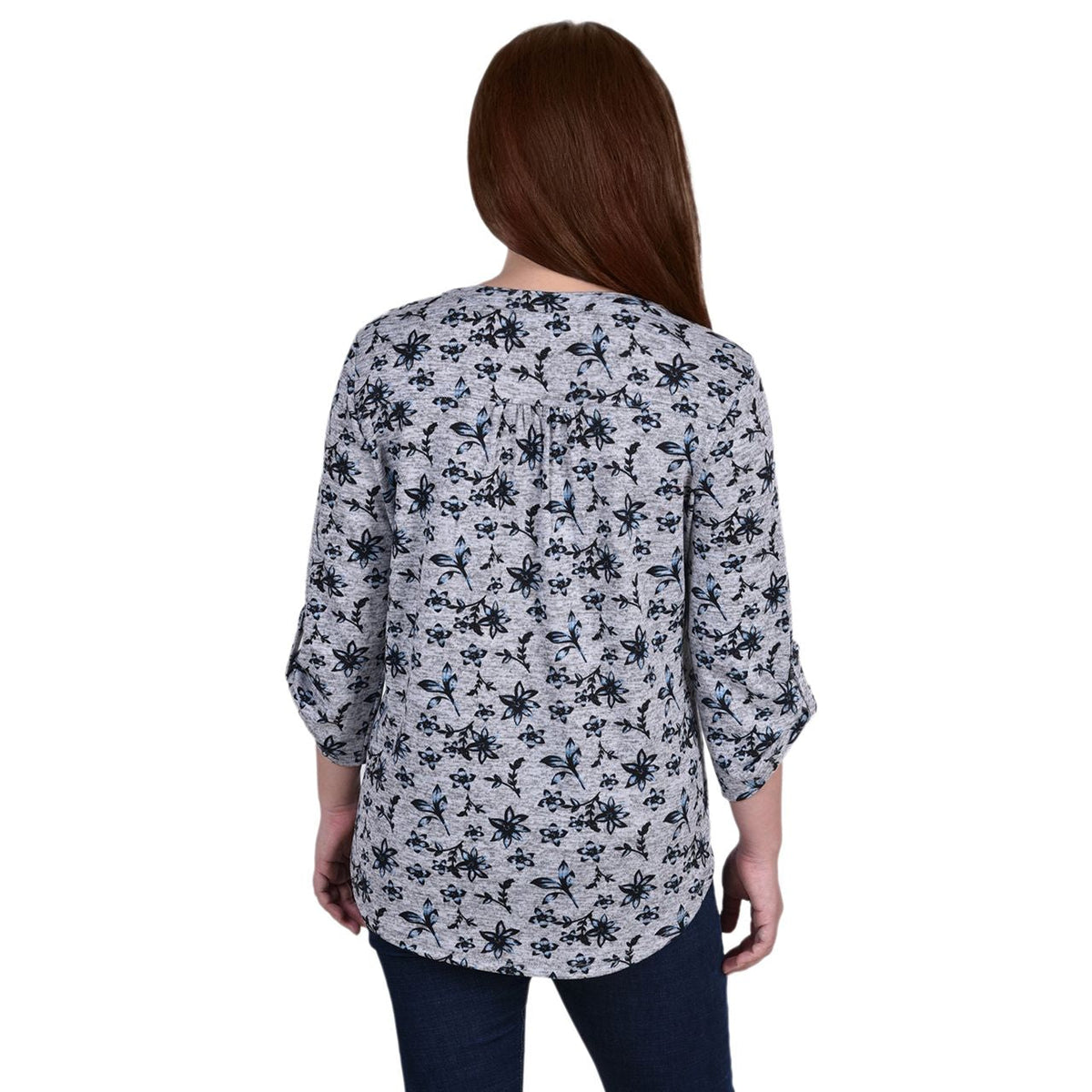 Petite 3/4 Roll Sleeve Top