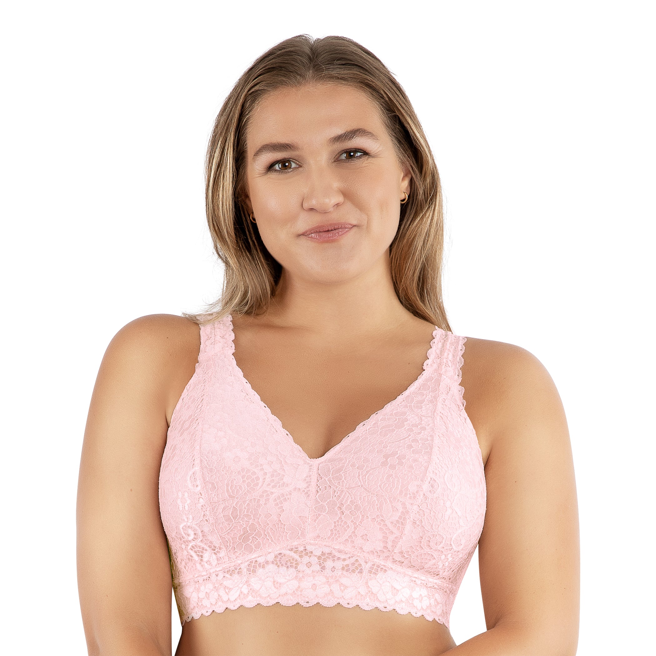 Adriana Wire Free lace Bralette-Petal Pink-32DDD-1