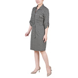 Belted Roll Tab Zip Front Shirtdress