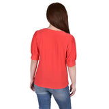 Petite Short Hardware Sleeve Balloon Sleeve Top