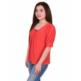 Petite Short Hardware Sleeve Balloon Sleeve Top