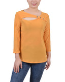 3/4 Sleeve Cutout Top 2