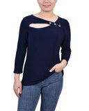 3/4 Sleeve Cutout Top 2