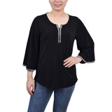 3/4 Bell Sleeve Top With Stones 2