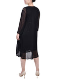 Lace Dress With 3/4 Sleeve Mesh Jacket 2