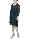 Lace Dress With 3/4 Sleeve Mesh Jacket 2