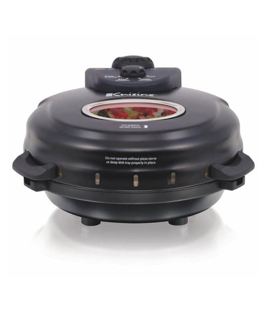 Pizza Maker with Rotating Stone & Deep Pan Black