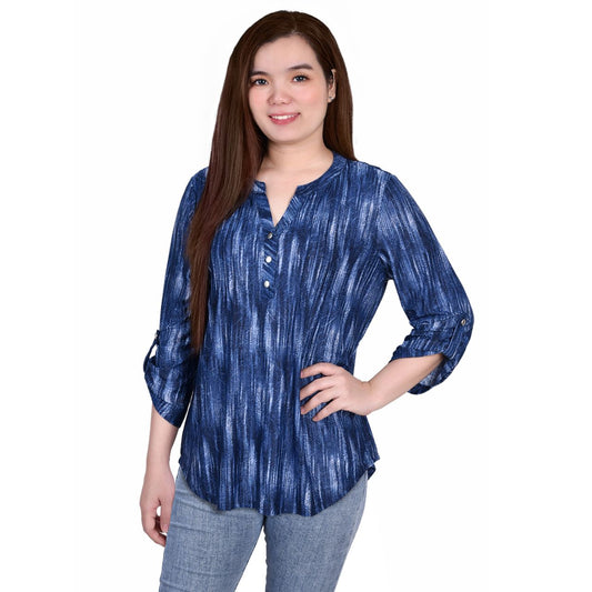 Petite 3/4 Sleeve Tie Dye Top