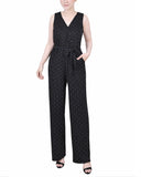 Petite Sleeveless Belted Jumpsuit